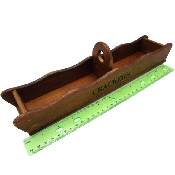 Wooden Cracker Server Wood Caddy 13 Inch Vintage Taiwan Vintage Tray For Serving - Picture 2 of 11